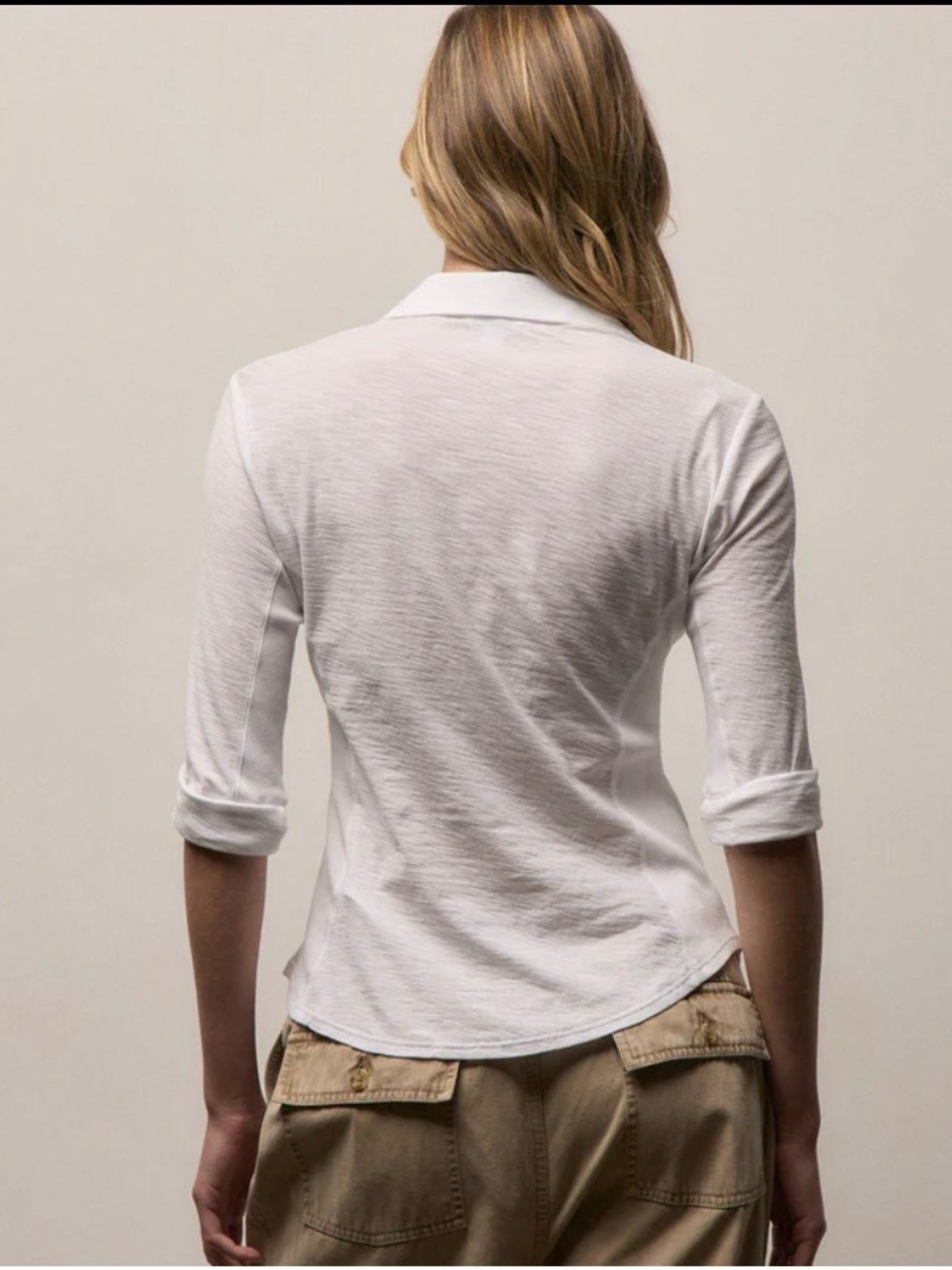 James Perse White Sheer Slub Side Panel Button Down Shirt —  4 XL - Picture 3 of 13